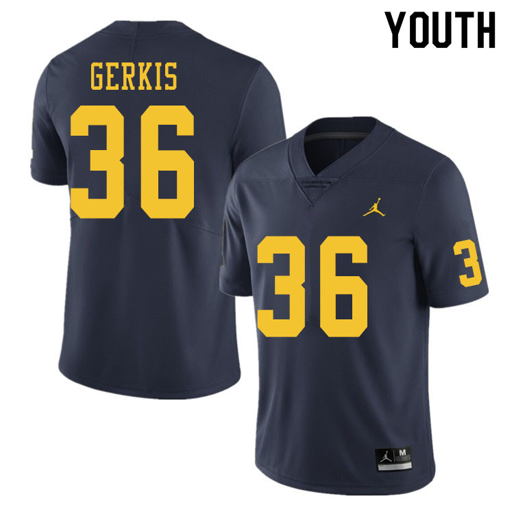 Youth #36 Izaak Gerkis Michigan Wolverines College Football Jerseys Sale-Navy